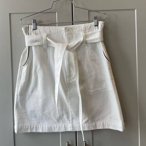 Rag and Bone  White Darted High Waisted Paperbag Belted Denim Mini Skirt 26 Jean