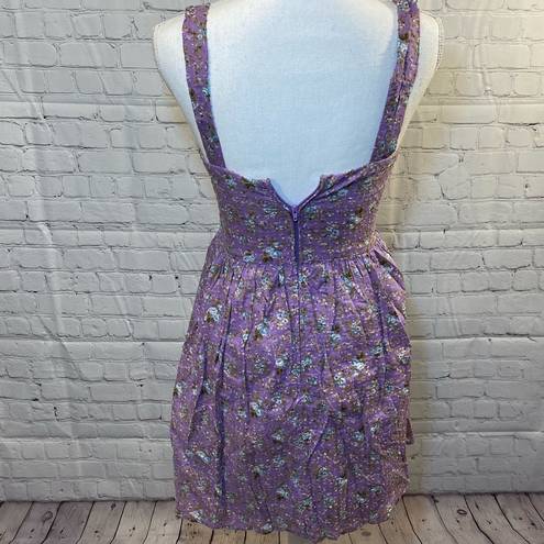 City Triangles Sundress Retro Purple Floral Print-3