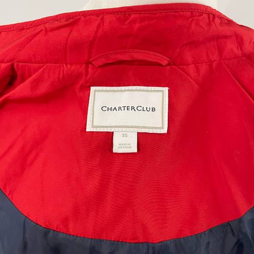 Charter Club New  Colorblocked Quilted Vest Full Zip Navy Blue Red