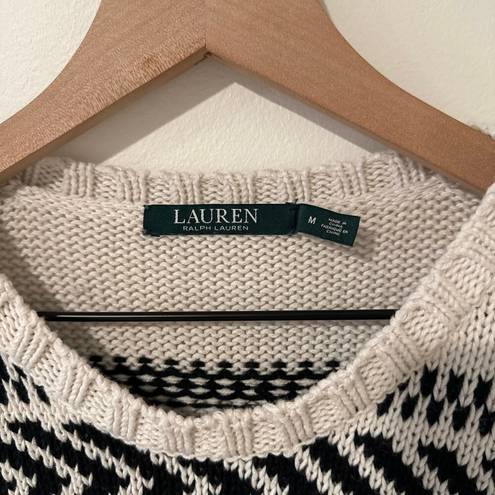 Ralph Lauren  Classic Fair Isle Knit Sweater in Cream/Black. Sz Medium