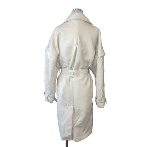 Apparis Kiera Faux Leather Trench Coat in Ivory Large