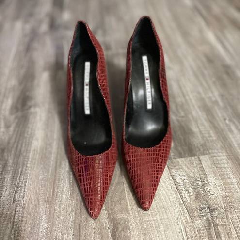 Tommy Hilfiger  Stiletto Heels Red Leather Size 5.5