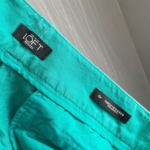 The Loft  Ann Taylor Marisa 10P Teal Linen Relaxed Fit Dress Pants Women's Petites