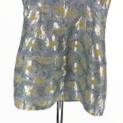 Lulus Lulu’s Blooming Love Light Blue Yellow Floral Jacquard Mini Dress size Medium