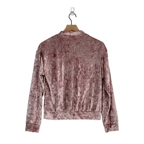 Mosaic & Co  Full Zip Pink Rose Velvet Bomber Jacket Size Medium NWT