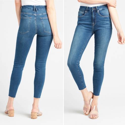 Good American  Jeans Good Waist Crop Ankle Raw Edge Blue Wash Women’s Size 25 | 0