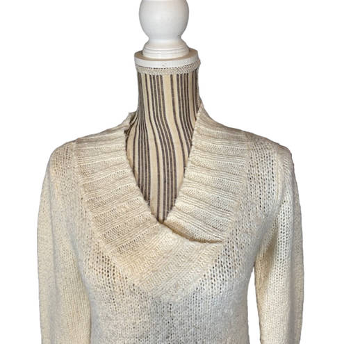 Energie  Cream V-Neck Knit Pullover Sweater Women Sz M