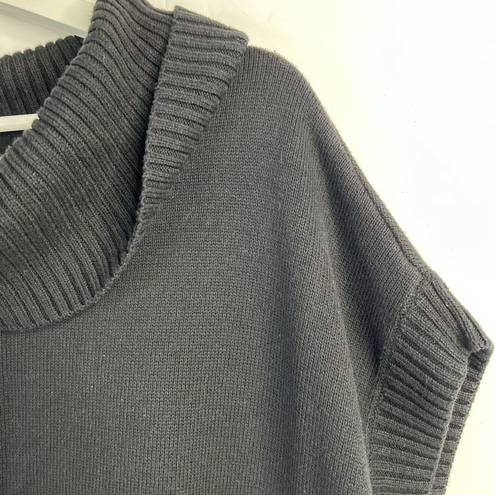 Chico's Chico’s Size 3 XL 16 Nina Cowl Neck Sweater Cotton Blend Black Sleeveless Poncho