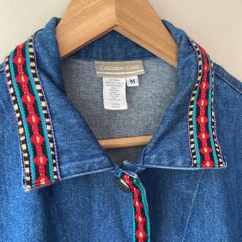 Coldwater Creek VINTAGE  Embroidered Tapestry Denim Shacket Jean Jacket Medium