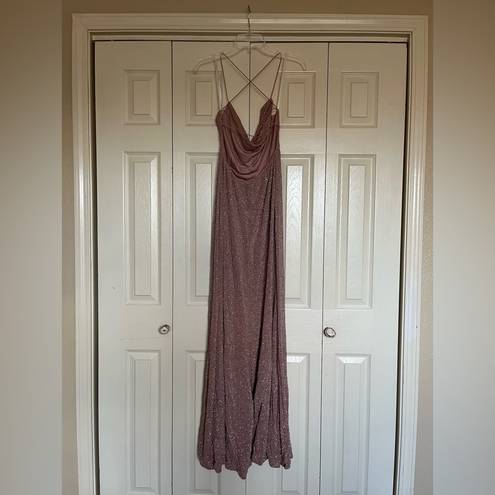 Windsor Pink/Dusty Rose/Mauve Glitter Dress with Slit