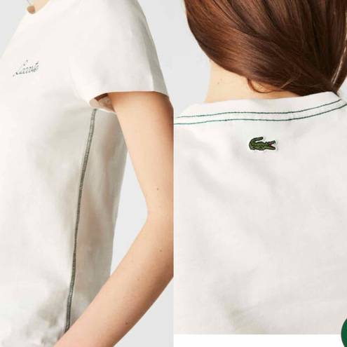 Lacoste  Women's Crew Neck Embroidered Lettering
Cotton T-shirt Size Large