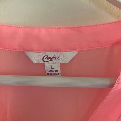 Candie's Candie’s pink sheer button down large blouse