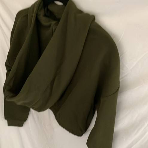 Naked Wardrobe : Olive Green Athleisure Cropped hooded sweatshirt- size XS