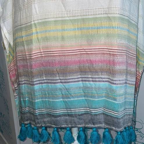 PilyQ  Copper Adriana Tassel Tunic multi-stripe swim coverup NWT