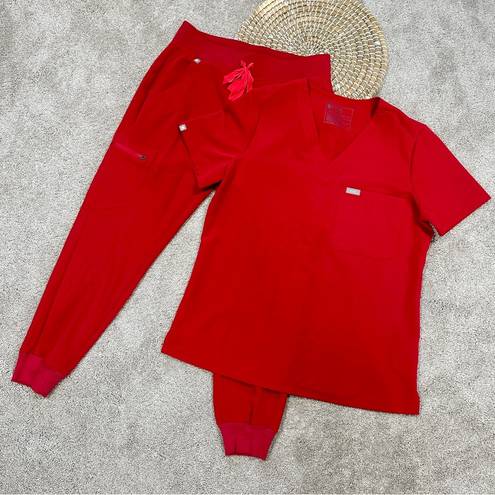 FIGS Scrubs Set Catarina One-Pocket Top M & Zamora Jogger Pants Pop Red SP  Size undefined - $63 - From Elmee