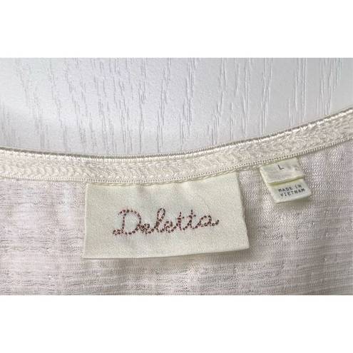 Deletta Anthropologie  Tank Cream Loose Fit Tank With Lace Detail