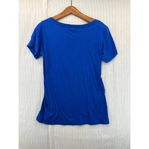 Ron Jon  Surf Shop Tampa FL Womens T Shirt SS Cobalt Blue Logo Spell Out Sz XL??