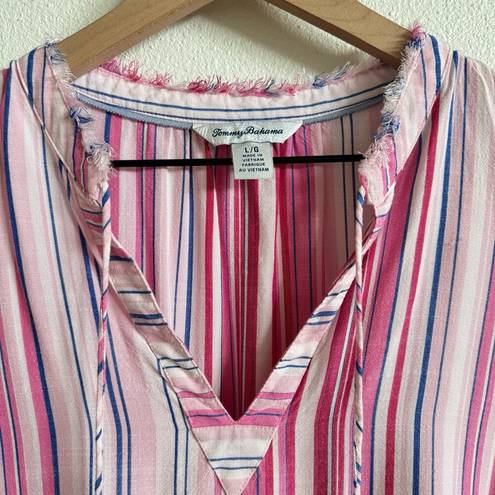 Tommy Bahama  Pink Stripe V-Neck Seaside Escape Tank Women’s Large