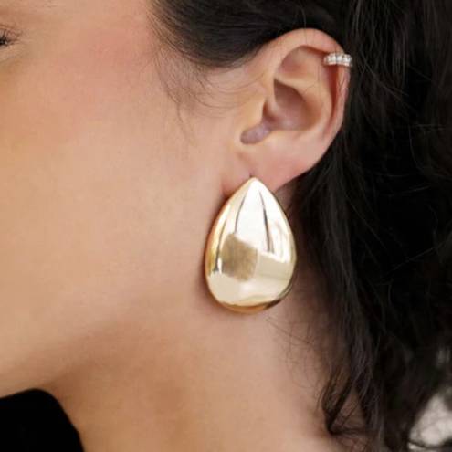 Ettika  Tear Drop Earrings 18K Plated Gold solid Statement Bubble Minimalist