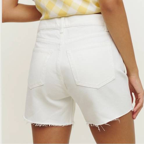 Reformation  Jesse Relaxed Jean Shorts in Vintage White Frayed Hem Size 24