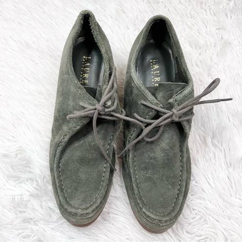 Ralph Lauren LAUREN  Denver Green Suede Leather Oxford Lace Up Wedges 8.5 B NEW