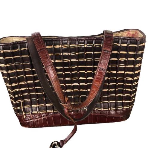 Brighton  Woven Textured Leather  Handbag Tote Double Handles Matching Wallet