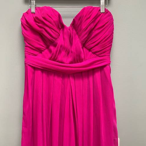 Badgley Mischka  Collection Magenta Fluorescent Chiffon Strapless Gown 10