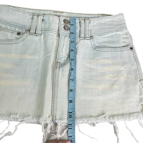 Abercrombie & Fitch Vintage  Light Wash Low Rise Distressed Denim Micro Skirt Y2K