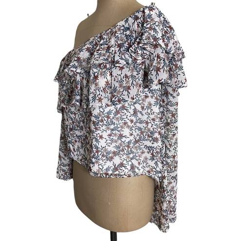 Rebecca Minkoff  one shoulder Mia floral ruffle blouse size Small