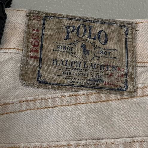 Polo  Ralph Lauren 15941 Vintage 67 Beige Denim Shorts Womens Sz 32