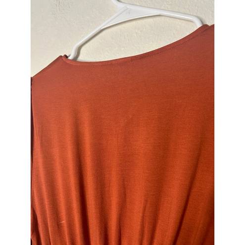 Isabel Maternity Women Small Orange Blouse V-Neck Buttons Stretch Relaxed Fit