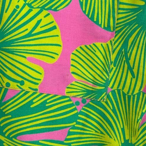 Lilly Pulitzer Lily Pulitzer Floral Pink And Green Tropical Skirt Size 6 Back Zip Front Pockets