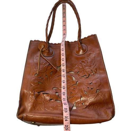 Patricia Nash  Women's Brown Leather Cutout Tooled Cavo Tote with Dust Bag