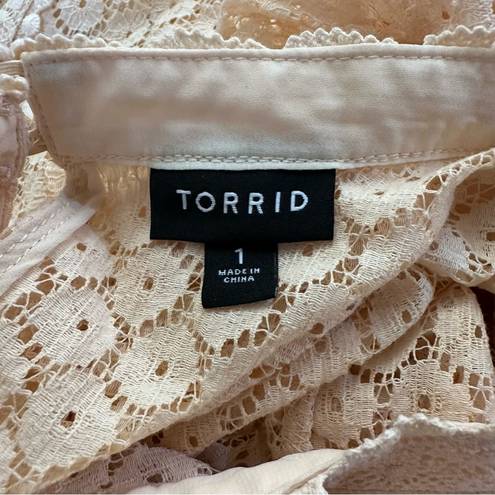 Torrid Mixed Lace High Neck Romantic Top Beige Size 1X