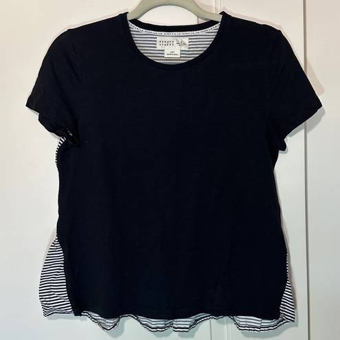 Kate Spade  Broome Street Striped Ruffle Back Tee Black & White Size: Small