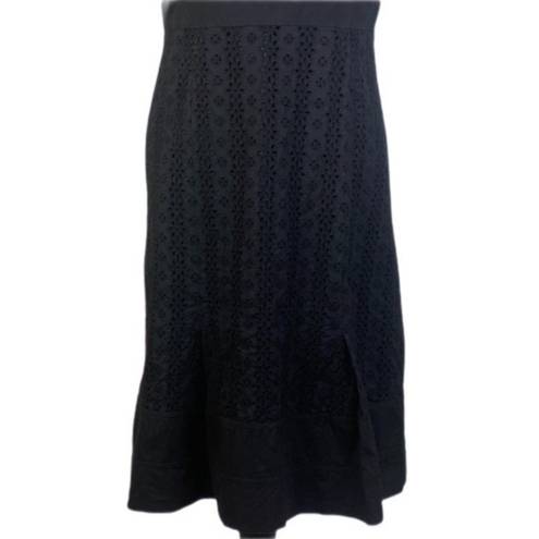 Oscar de la Renta OSCAR,  black cotton smooth and eyelet dress in size 12. EUC