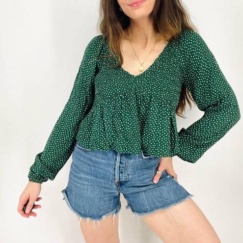 PacSun the cutest smocked peasant top floral in dark green size s