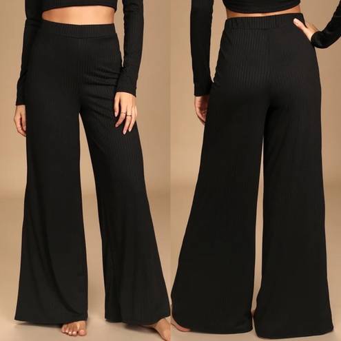 Lulus  black ribbed wide leg pants