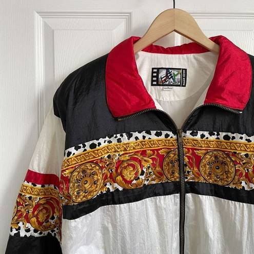 Edge River  Retro Windbreaker Jacket Sz S Vintage 80s 90s Lined Red Yellow Black