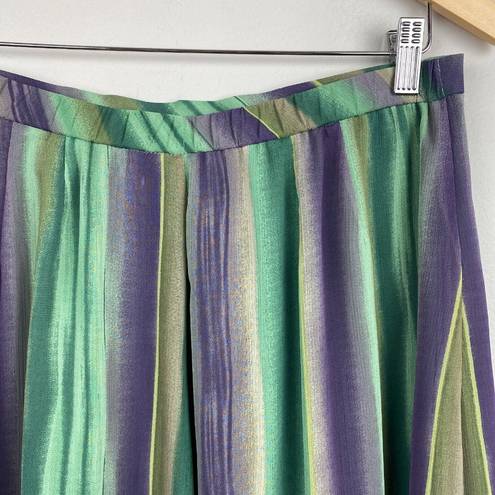 Coldwater Creek Coldwater‎ Creek Midi Skirt M Striped Pintuck Multicolor Green Purple Retro New