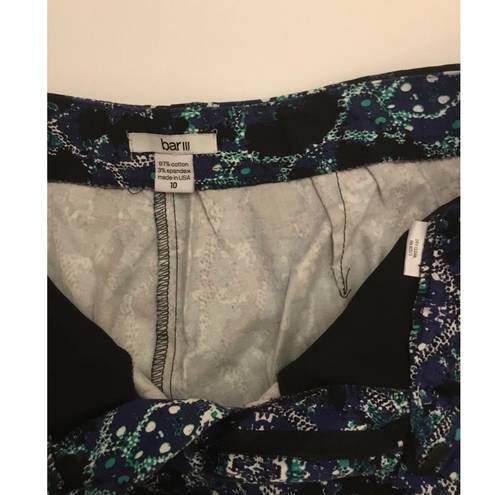 Bar III Bar lll Purple/Turquoise Abstract Crop Pants Sz 10