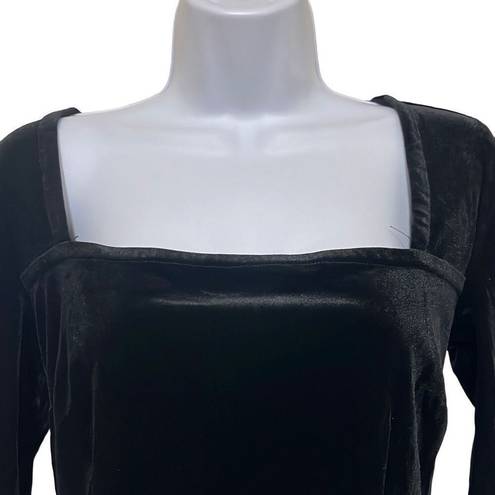 n:philanthropy n philanthropy Womens Medium Square Neck Top Black Velvet Armida Long Sleeve NWT