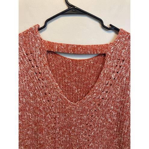 Pilcro  Anthropologie Light Orange Knit Sweater Short Sleeve Open Back Top XSP