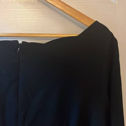 Talbots Black Scallop Collar Tie Sleeve Crepe Dress Size 16W
