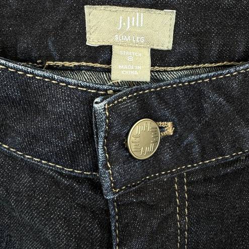 J.Jill  Women's Slim Leg Stretch Mid Rise Denim Jeans Dark Blue Wash Size 8