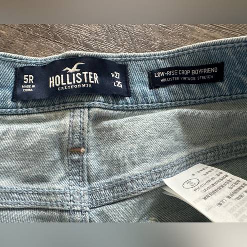 Hollister  Low Rise Boyfriend Crop Cuffed Jeans Juniors Button Fly Sz 5 27 X 25