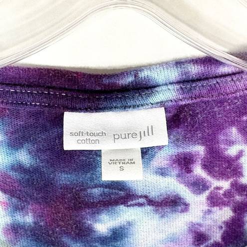 J.Jill Pure  Small Top Winter Flurry Tie Dye Handmade Gray Blue Purple Cotton 657