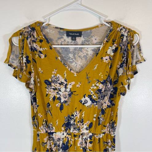 Modcloth  Feeling Fluttery Yellow Floral Top Peplum Size XS