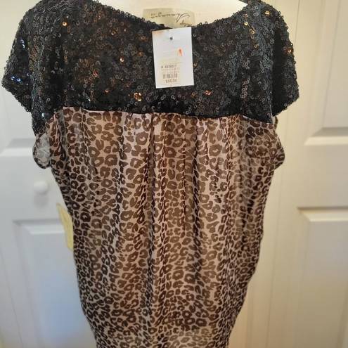 Vintage Havana NWT! Leopard and sequins!  size Medium sheer blouse