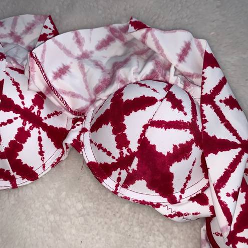 Raisin's  NWT Dharma Red & White Tie-dye Ruffle Bikini Top